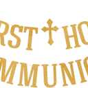 First Holy Communion Banner. Gold Glitter First Communion Banner, Baby Shower Party Decorations, Baptism Banner, Baby Shower Party Decorations