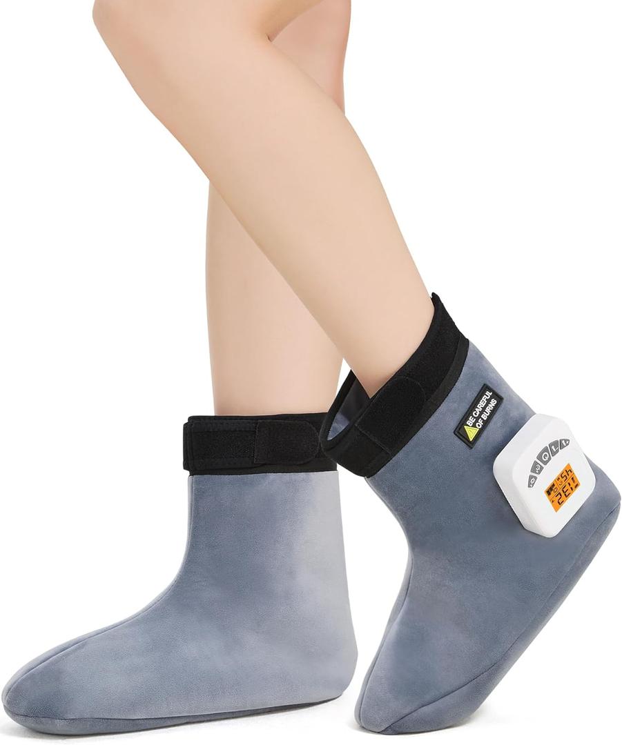 AOBOCO Feet Warmers for Massager - Cordless Feet Heating Pad for Achilles Tendonitis, Portable Heated Ankle Brace with 5000mAh Rechargeable, 104-140 Heat Levels, 3 Vibration Modes