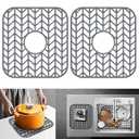 Silicone Sink Protector Mat for Kitchen Sink Bottom, 12” x 11” with 2” Center Drain Hole, Flexible Non-Slip Sink Grid Mat for Farmhouse Sink, Dish Protection and Drainage