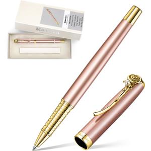 Rose & Pearl Rollerball Pen – Luxury Brass Pen Gift Set for Women, Jewelry-Inspired Design, Glossy Finish, with German Refill, Romantic Gift for Her, Anniversary & Valentine’s Day (Rose Gold)