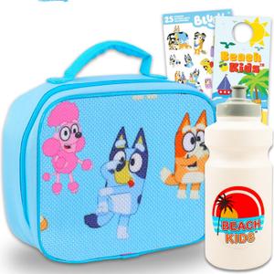 Disney Bluey Lunch Box for Kids - Bluey Lunch Box for Boys Bundle Includes Bluey Insulated Lunch Bag Plus Water Bottle, Stickers, and Door Hanger | Bluey School Supplies