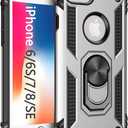 Korecase Compatible with iPhone 8 Case/iPhone 6 Case/iPhone 7 Case, Extreme Protection Military Armor Dual Layer Shockproof Protective Cover with 360 Swivel Ring Kickstand Silver