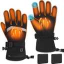 Heated Gloves for Men and Women, Rechargeable Electric Gloves with 5000mAh Battery, 3 Heat Settings, Waterproof & Windproof Winter Gloves for Skiing, Cycling, Motorcycle, Hiking (Large)
