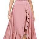 Miusol Women's Retro Lace Contrast Chiffon Ruffle Evening Maxi Dress (XXL)
