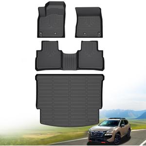 Hutisya-Floor Mats & Cargo Liner Set Fit for 2021-2026 Nissan Rogue | S | SV | SL | Platinum (Not Sport) All Weather Protection Anti-Slip & Durable TPE Full Set Liners Automotive Accessories-Black