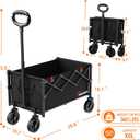 Yozoia Wagons Carts Foldable, Lightweight Portable Utility Shopping Cart with Wheels, Folding Grocery Wagon Cart for Grocery, Camping, Shopping, Beach, Garden, Sports Black