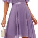 BeryLove Cocktail Formal Party Dress Bridesmaid Wedding Guest A Line Lace Elegant Flowy Prom Dresses (Purple, XL)
