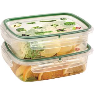 Snips / Snipslock Set of 2 Food Containers 1.40 Litres / 23.5 x 18.5 x 9 cm/BPA Free/Made in Italy Green