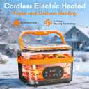 Cordless Electric Lunch Box for Adults, 6.3-Cup Rechargeable Self Heating Lunch Box with Scheduled Heating & Automatic Keep Warm, Portable Food Warmer for Work, Office, Travel & Outdoor Use