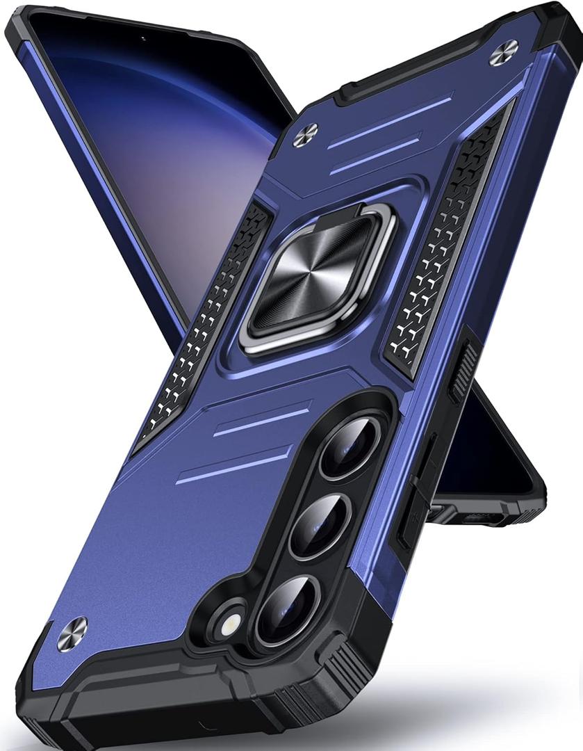 DASFOND Galaxy S23 Case, Military Grade Shockproof Protective Phone Case Cover with Enhanced Metal Ring Kickstand [Support Magnet Mount] Compatible with Samsung Galaxy S23, Blue