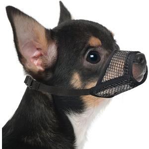 Mayerzon Dog Muzzle, Soft Mesh Muzzles for Small Medium Large Dogs Chihuahua Poodle Husky Labrador Retriever, Breathable Dog Mouth Guard for Biting Chewing Grooming, Allow Panting Drinking, XXS