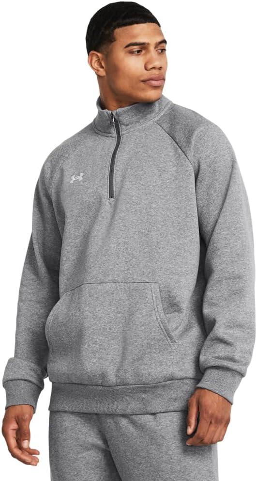 Under Armour Men's Rival Fleece Quarter Zip (Medium, (025) Castlerock Light Heather / / White)