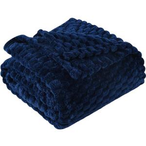 Blue Throw Blanket 50"60" inches Gifts for Mom Fuzzy 3D Jacquard Decorative Flannel Fleece Super Soft Plush Cozy Blanket for Couch Sofa Chair Lightweight