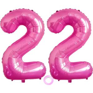 Number 22 Balloons 32 inch Digital Balloon Alphabet 22th Birthday Balloons Digit 22 Helium Balloons Big Balloons for Birthday Party Supplies Wedding Bachelorette Bridal Shower, Rose Red Number 22