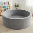 Foam Baby Ball Pit, 35.4"x 11.8" Ball Pits for Toddlers, Soft Round Kiddie Playpen Ball Pool for Kids with Soft Memory Sponge, Ideal Gift for Babies Indoor and Outdoor Game,Grey(Balls not Included)