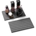 2PCS Water Absorbing Stone Drying Tray Mat for Bathroom Sink & Kitchen Counter Organizer, Quick Dry Dish Soap Dispenser Sponge Holder, Vanity Sink Caddy, Coaster, Dark Gray - 10" x 6"