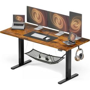 40x24 Electric Standing Desk with Cable Net, Rustic Brown
176 lbs Capacity, 28.3"-46.4" Height Range, 3-Piece Desktop, Quiet Motor Under 45dB, 2 Memory Presets, Hook & Cable Clips