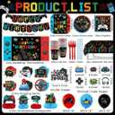 Gamer Birthday Party Decorations 206PCS Video Game Birthday Decorations with Game On Plates LEVEL UP Tablecloth Cups Napkins Go Win Backdrop Banner Balloons Hanging Swirls for Teenager,Serve 25