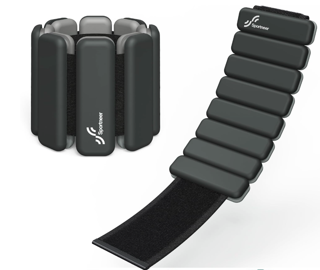 Sportneer Wrist & Ankle Weights for Women Men - 1 Pair (1 lb/2 lb Each) | Adjustable Weighted Bracelet Silicone Bangles for Yoga, Dance, Pilates, Cardio, Aerobics, Gym, Pool Exercises and Jogging (Polar Night Black)