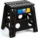 Korpai 13" Folding Step Stool for Adults and Kids Holds Up to 300 lbs,Non-Slip Folding Stools with Portable Handle, Compact Plastic Foldable Step Stool for Bathroom,Bedroom, Kitchen,Black,1PC