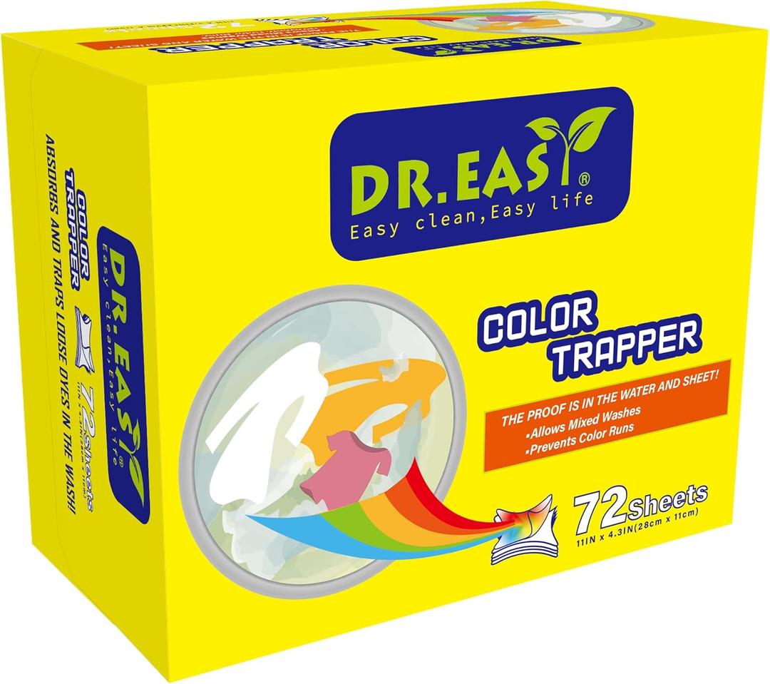 DR. EASY Unscented Color Catcher Sheets, 72 Count, Special Pores Texture, Dye & Remover, Safe for Dryer, Compatible with All Washers & HE, Non-Toxic, All Skin Types