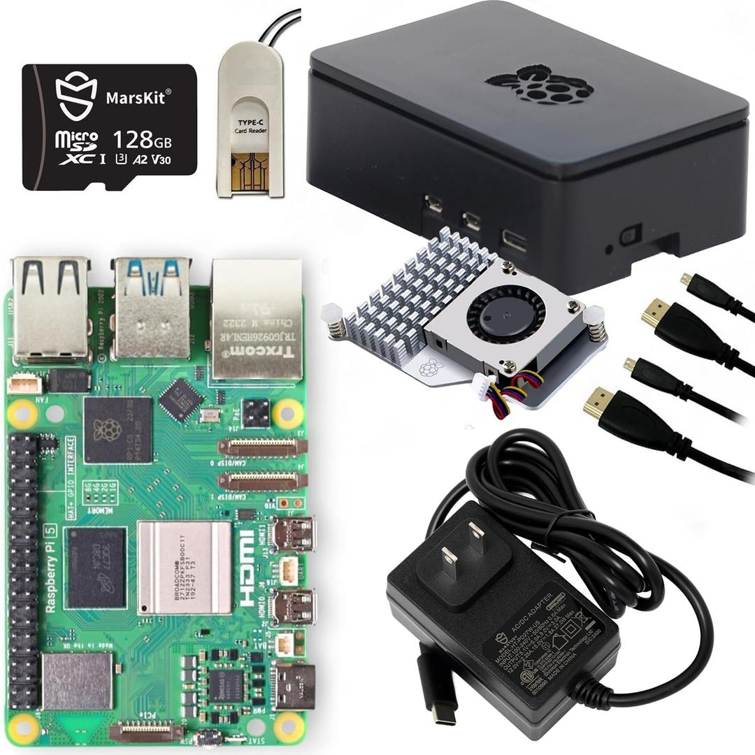 Starter Kit for Raspberry Pi 5 (8GB RAM) with Raspberry Pi OS(64-bit) Pre-Installed(128GB Edition)/Premium Black Case