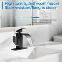 Matte Black Bathroom Faucets, Waterfall Bathroom Sink Faucet Modern Single Handle Bathroom Faucte 1 or 3 Hole, RV Mixer Tap Vanity Faucet - Includes Pop-up Drain Supply Hoses Deck Plate