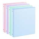 SUIN 1 Inch 3 Ring Binder 4 Pack Pastel Colors, Holds 200 Sheets Letter Size with Pockets for School Office Home