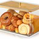 Hudgan Breadbox for Kitchen Countertop, Bread Storage Container with Bamboo Lid for Homemade Bread,Toast, Bagel, Donut, Cookies and Baguette, Large Corner Breadbox Keeper for Muffin