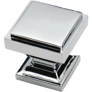 Southern Hills Polished Chrome Square Cabinet Knobs - Pack of 5 - Bathroom Vanity Knobs, Modern Dresser Knob, Kitchen Pulls, Chrome Cabinet Hardware, Cupboard Drawer Knobs SHKM002-CHR-5