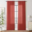 Christmas Red Linen Curtains 84 Inch Length 2 Panels Set for Living Room Light Filtering Semi Sheer Curtain Back Tab Vintage Rustic Luxury Home Decor Neutral Drapes for Bedroom Office 52x84