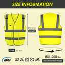 3 Pack Safety Reflective Vests 7 Pockets, 2 Shoulder Lanyards4 Colors (Yellow)