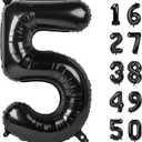 40 Inch Large Black Number 5 Balloons Foil Balloons 15th 25th 35th 50th 55th Giant Number Balloons for Men Women Birthday Party Anniversary Celebration Decorations