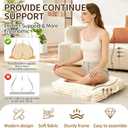 FOMU Floor Cushions, Corduroy Floor Pillow, Floors Pillows for Adults & Pets, Large Floors Pouf, Square Floored Pillows for Sitting & Yoga (1PC, Beige White, 22"×22"×3.9")