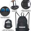 HOLYLUCK Drawstring Backpack Gym Bag For Men Women, String Beach Swim Sports Backpack (Black)