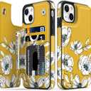 LETO for iPhone 13 Mini Case,Flip Folio Leather Wallet Cover with Fashion Flower Designs for Girls Women,Built-in Card Slots Kickstand Protective Shell Tiny White Florals