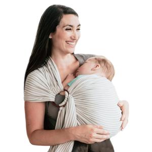 Nalakai Luxury Ring Sling Baby Carrier, Soft Linen Baby Sling, Baby Wrap, Wear Your Little One Close to Your Heart, Comfort, Style (Beach Stripe)