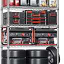 IZEUK 5-Tier Storage Shelving Unit with Wheels, Adjustable Heavy Duty Steel Wire Rack Organizer (Chrome, 17.7" D x 47.2" W x 76.7" H, 1750 lbs Capacity) for Garage, Kitchen, Pantry, Laundry, Basement