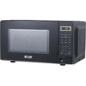 COMMERCIAL CHEF 0.7 Cubic Foot Microwave with 10 Power Levels, Small Microwave with Pull Handle, 700W Countertop Microwave up to 99 Minute Timer and Digital Display, Black