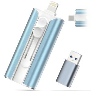 MFI Certified 512GB Flash Drive – Photo Stick and USB Stick Offers Photo/Video Storage, The External Storage Jump Drive is Compatible with iOS, Android, and Pc (Blue)(Available Space: ~484GB)