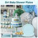 4 x 30 Pcs Light Blue Plates 7 Inch Baby Blue Scalloped Plates Disposable Dessert Plate for Wedding Baby Shower Birthday Party