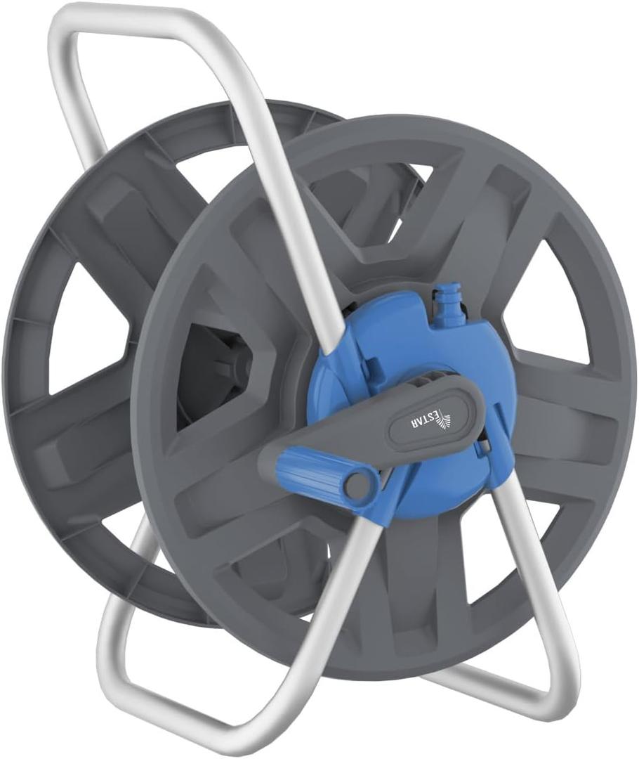 Water Hose Reel Cart, Holds 65-130 Ft of 5/8 Inch Hose, Wall Mounted Garden Hose Cart, Portable Hose Reel for Convenient Storage and Watering (Blue)