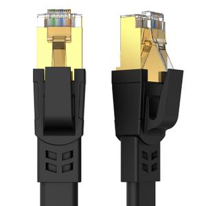 CAT8 Ethernet Cable 25 ft, High Speed Heavy Duty Cat8 LAN Network Cable 40Gbps, 2000Mhz with Gold Plated RJ45 Connector for Modem, Router, Switch, Gaming, Xbox - Black