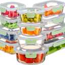 FineDine 24 Piece Glass Storage Containers with Lids - Airtight, Leak Proof, Dishwasher Safe, Glass Food Storage, Food Storage Containers, Meal Prep Containers, Green