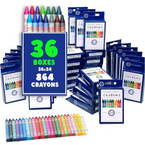 Color Swell Bulk Crayon Packs - 36 Boxes of 24 Vibrant Colored Durable Bulk Crayons of Teacher Quality for Classroom and Home Color Swell Bulk Crayon Packs - 36 Boxes of 24 Vibrant Colored Durable Bulk Crayons of Teacher Quality for Classroom and Home