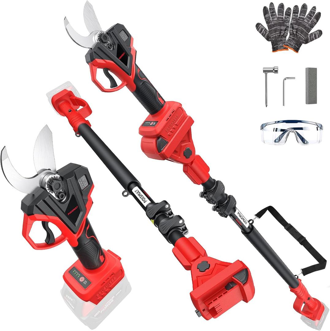 2-In-1 Electric Pruning Shears for Milwaukee M18 Battery, 1.6" Cutting Diameter Cordless Pole Pruners 18v - Brushless Motor, 4 Modes Electric Pruning Shears for Gardening & Tree Trimmer (No Battery)
