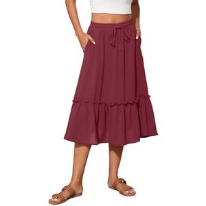 Witsmile High Waist Tiered Skirts for Women Flowy Skirts for Women Below Knee with Pockets 2025 Fashion Trendy, XL