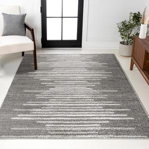 JONATHAN Y Aya Berber Stripe Geometric Gray/Cream Indoor Area Rug, 8x10, Contemporary, Modern, Easy-Cleaning for Living Room, Bedroom, Kitchen, Pet Friendly, Non-Shedding (MOH205B-8)