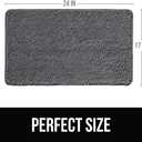 KANGAROO Bathroom Rugs, Chenille Soft Absorbent Bath Rug, Shaggy Shower Mat, Quick Dry Machine Wash Bathmat, Plush Carpet Mats for Tub, Bathtub and Room Home Decor Accessories, 24x17, Gray (Grey)