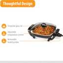 Toastmaster 12" Nonstick Electric Skillet - Deep Skillet Appliance with Glass Lid - Multipurpose Kitchen Cookware for Breakfast & More